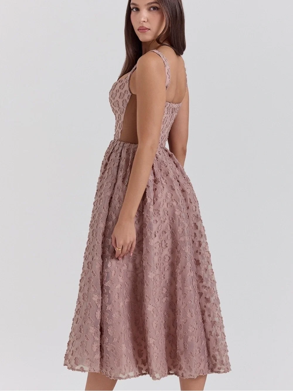 House of CB Dusty Rose Lace Midi Dress - Picture 5 of 5